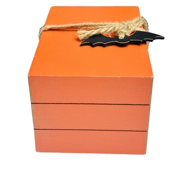 Halloween Faux Book Stack Decorative Wooden Block Books Country Art Holiday - Picture 5 of 8